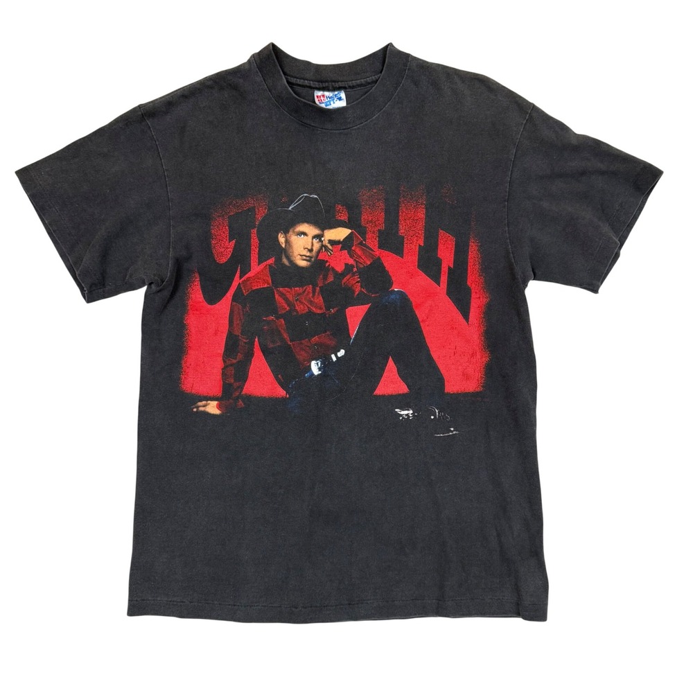 Vintage 1993 Garth Brooks Tour Shirt Medium 19x26.5  Single Stitch Black Tee 90s